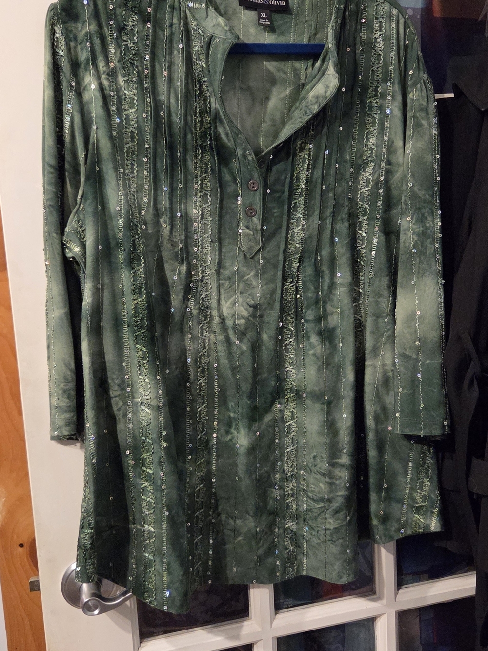 Sequined Green Women's Blouse